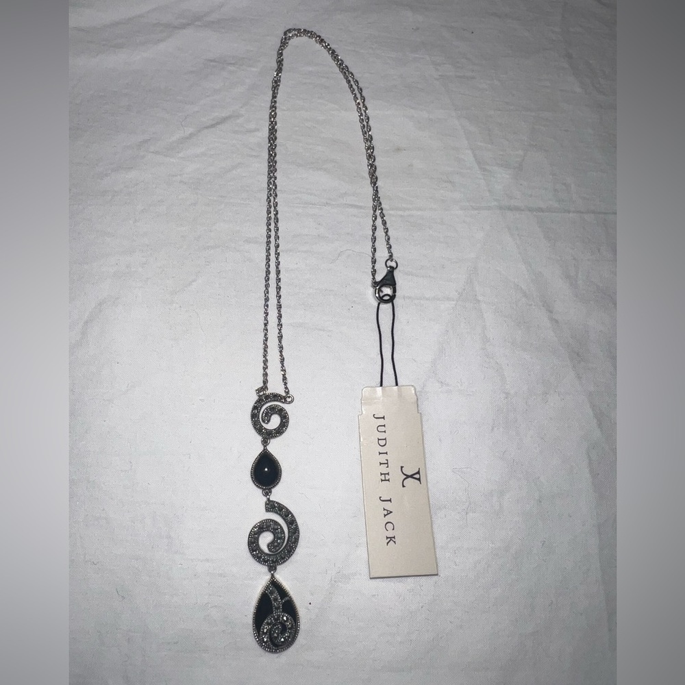 Judith Jack 925 Silver and Black Pendant Necklace